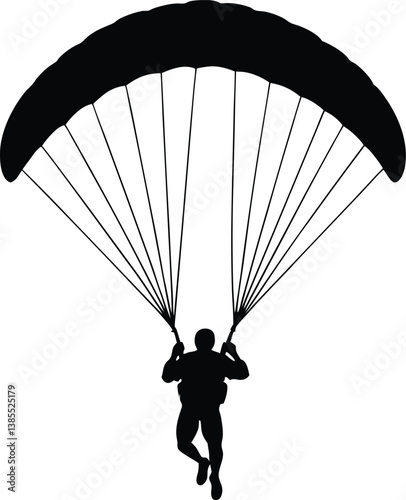 paraglider silhouette on black background