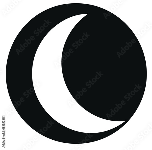 Vector Stylized Crescent Moon Graphic Element Representing Spirituality with Minimalist Design and Curved Shape