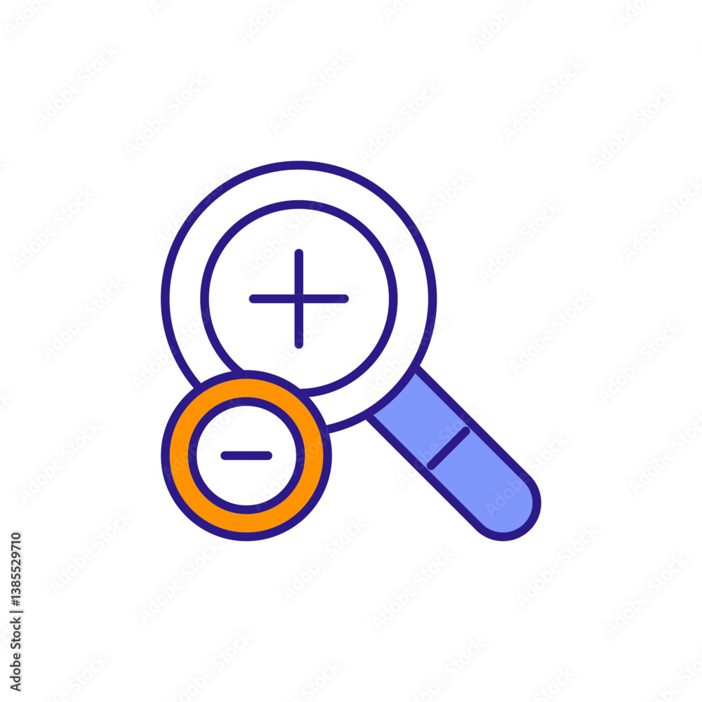 Sentiment Analysis Magnifier Icon for Market Trends. Sentiment Analysis Magnifier Icon for Market Trends.
