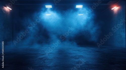 Smoky Garage Neon Lights Background