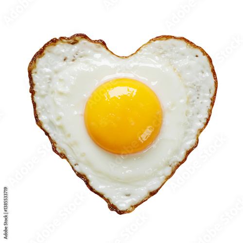 Heart Shape fried Egg isolated on white background