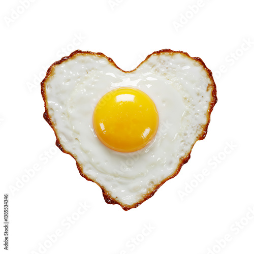 Heart Shape fried Egg isolated on white background