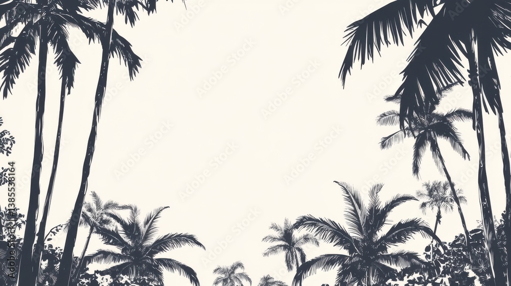 Fototapeta premium The holiday of Summer with colorful theme as palm trees background as texture frame background 