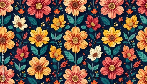 Wallpaper Mural Intricate, flowing floral design, continuous pattern , seamless, floral Torontodigital.ca