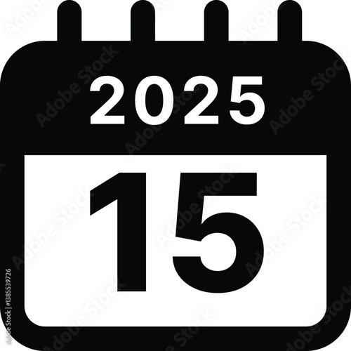 2025 date 15 calendar icon design vector illustration