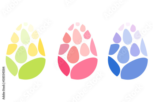 Vector illustration of three pastel colored eggs to demonstrate a conceptual spring and easter celebration
