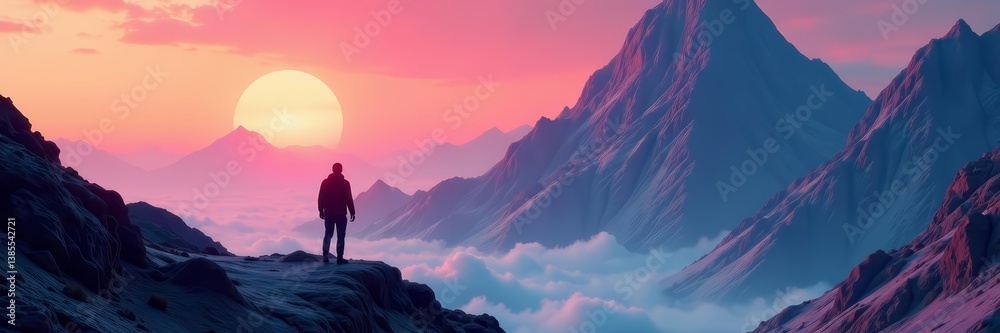 A lone figure exploring the outer edges of a futuristic mountain facility, discovery, adventure, science fiction A lone figure exploring the outer edges of a futuristic mountain facility, discovery, adventure, science fiction
