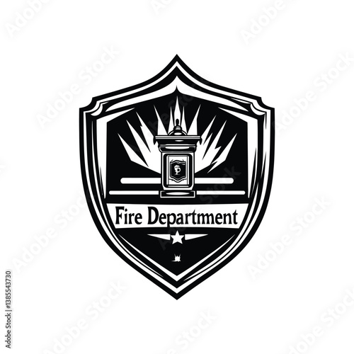 Bold Fire Department Shield Vector Emblem: Strong Protective Symbol for Firefighting Services.
