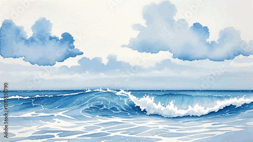 Azure tide whispers ocean isolated watercolor vector illustration svg  
