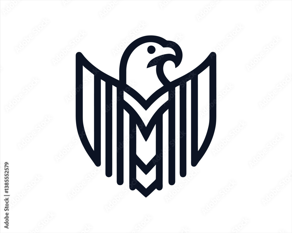 Fototapeta premium Eagle Logo Design Icon. Silhouette Eagle Bird Vector Illustration.