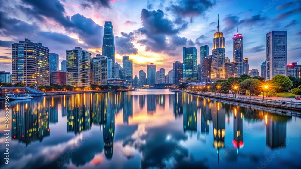 Fototapeta premium Cityscape Reflection at Twilight