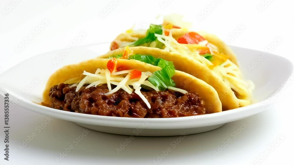 Delicious tacos with seasoned beef, melted cheese, and fresh lettuce, concept for food blog, restaurant menu, and recipe website Delicious tacos with seasoned beef, melted cheese, and fresh lettuce, concept for food blog, restaurant menu, and recipe website