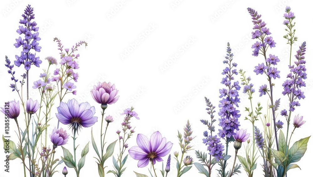 Naklejka premium Lush purple wildflowers