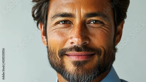 Portrait of a Smiling Man with Brown Hair and Beard