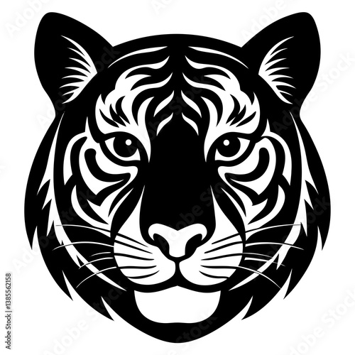 Fierce Tiger Head Silhouette Vector Illustration for Bold Designs