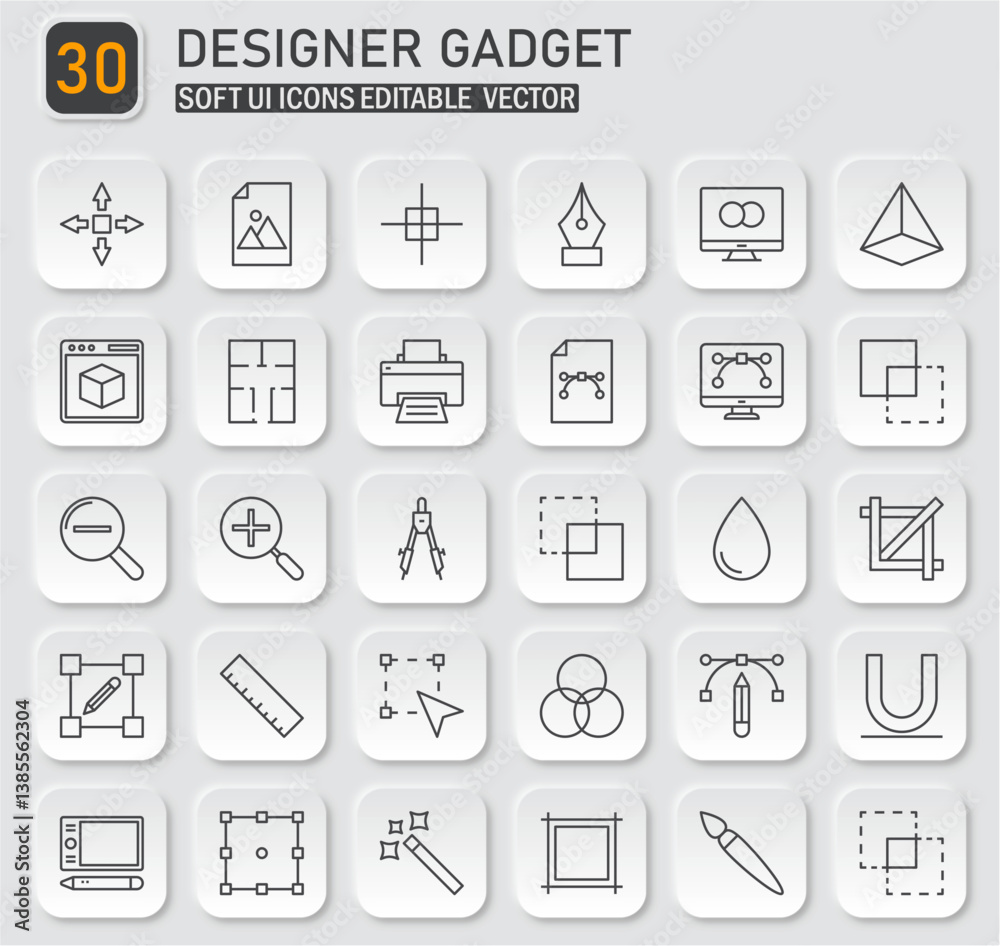 Comprehensive designer gadget icon collection offering editable vector UI elements Comprehensive designer gadget icon collection offering editable vector UI elements