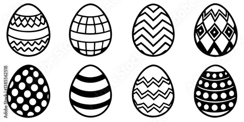 Various Easter eggs isolated on transparent background