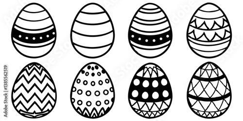 Various Easter eggs isolated on transparent background