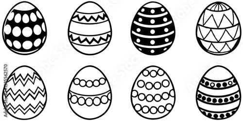 Various Easter eggs isolated on transparent background