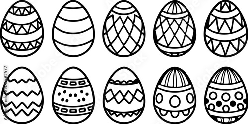 Various Easter eggs isolated on transparent background