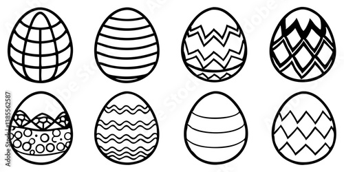 Various Easter eggs isolated on transparent background