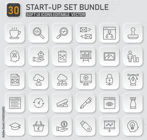 Comprehensive Startup Icon Bundle for Business and Technology Applications
