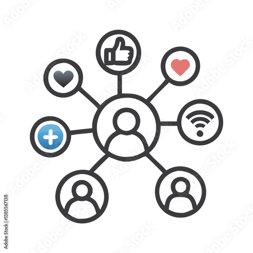 Social network connection and global business communication concept. Vector icon isolated on white background. social network icons, people network icons. Organization thin line icon set. Containing 
