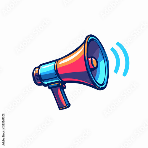 Colorful Megaphone Shouting Loudly on White Background