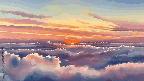 Ember horizon sunset isolated watercolor vector illustration svg 