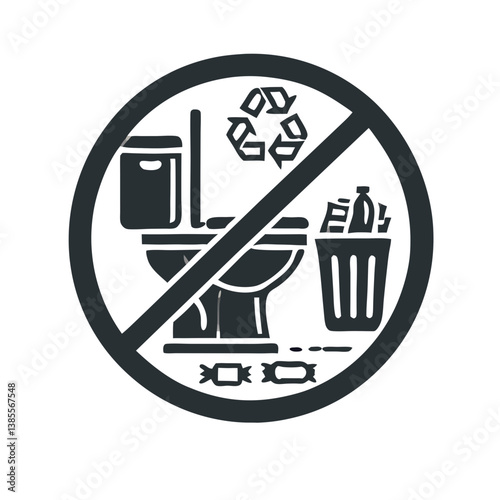 No Waste Disposal in Toilet Sign Design  