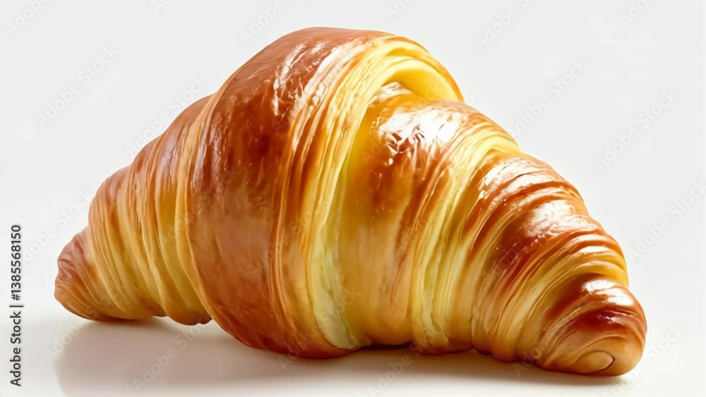 Golden-brown croissant with flaky layers, delicious pastry concept for bakery menu, food blog, or cookbook