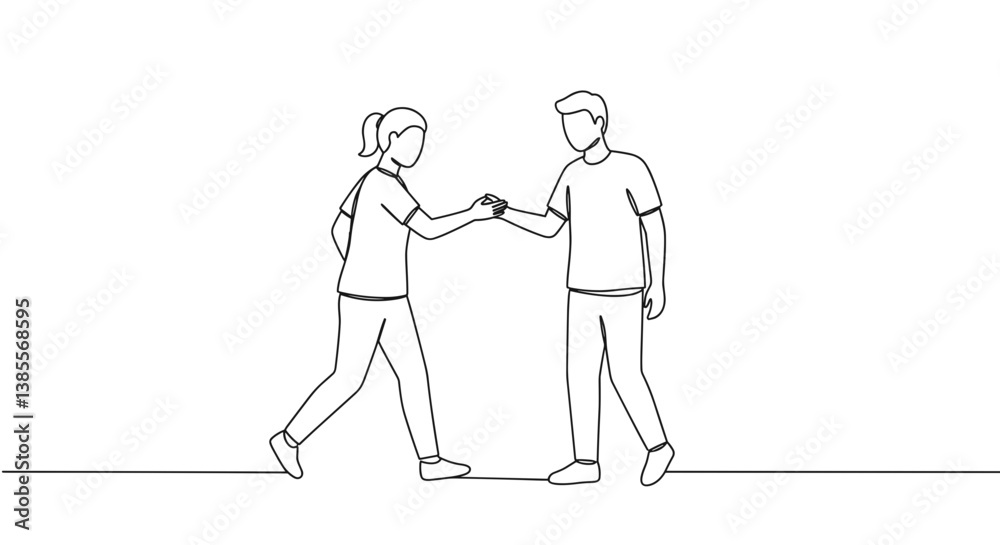 Two people exchanging a handshake in a minimalist style Two people exchanging a handshake in a minimalist style