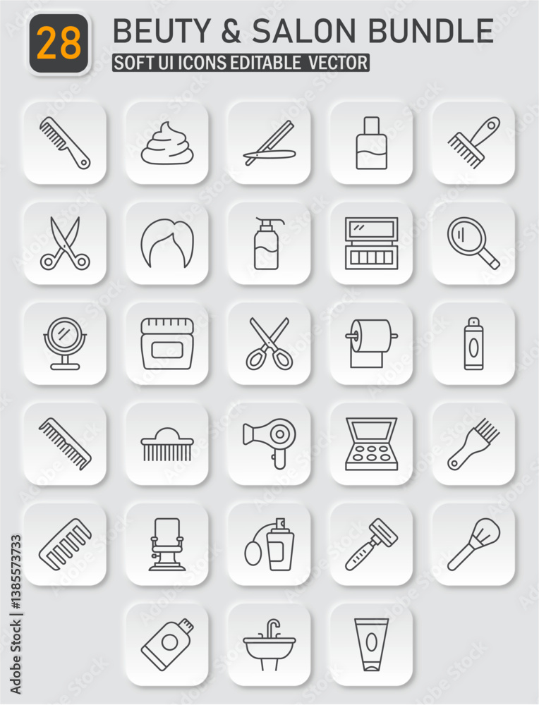 Modern Beauty and Salon Icons Vector Set for Cosmetic and Hairdressing Services Modern Beauty and Salon Icons Vector Set for Cosmetic and Hairdressing Services