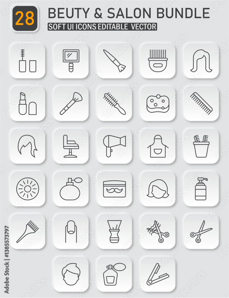 Neumorphic Beauty and Salon Icon Collection Vector Pack for Graphic Design Neumorphic Beauty and Salon Icon Collection Vector Pack for Graphic Design