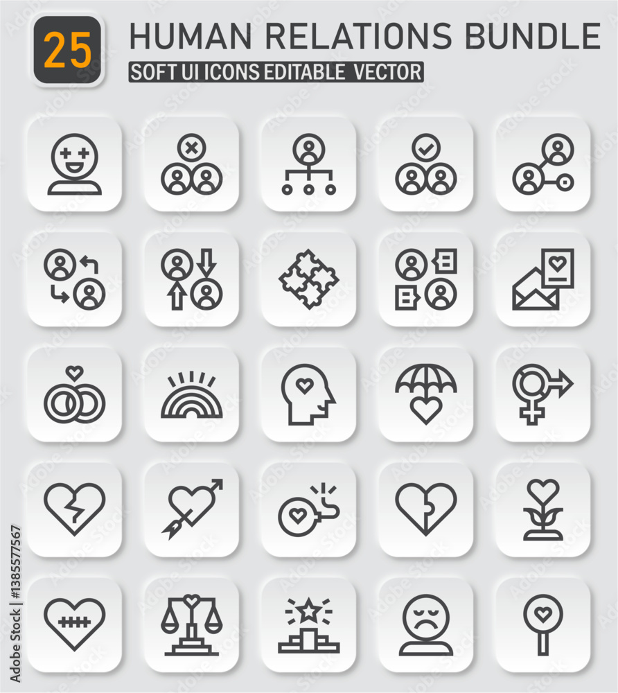 Diverse human relations icon collection showcasing community and communication Diverse human relations icon collection showcasing community and communication
