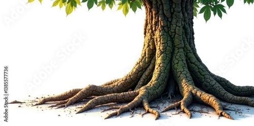 Obraz na płótnie Tree roots and trunk isolated on white background, trunk, grounded, tree roots w salonie