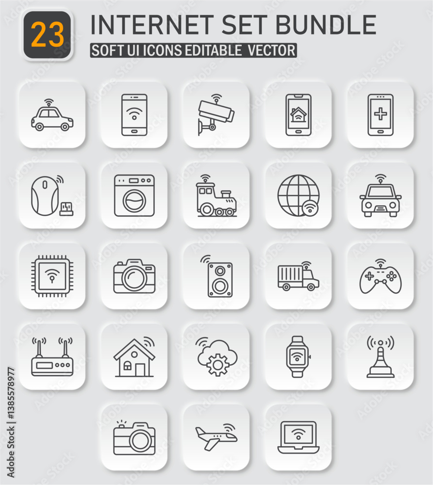 Versatile internet of things icon set for contemporary digital interfaces