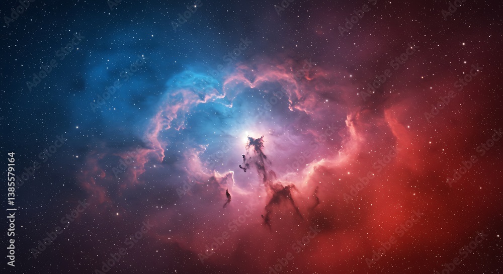 Celestial Embrace: Crimson and Azure AI Generated Celestial Embrace: Crimson and Azure AI Generated