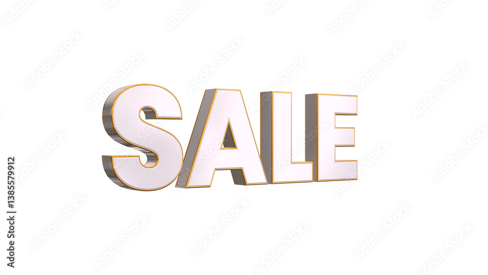 Fototapeta premium white 3d sale text isolated on transparent background , png black friday mega sale design element 