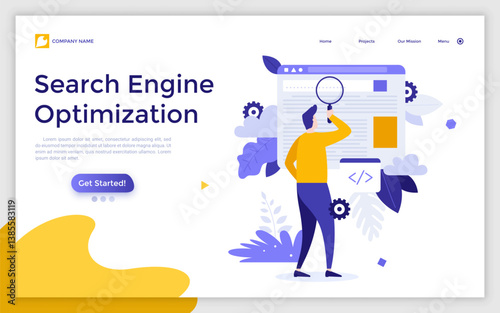 Flat Landing Page Template With Characters. Business Vector Illustration