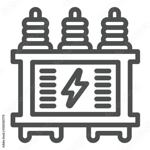 High voltage transformer line icon, electrician service concept. Vector graphics. Electrical supply, electrical sign on white background, outline style icon for mobile or web design.