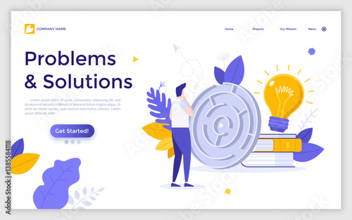 Flat Landing Page Template With Characters. Business Vector Illustration