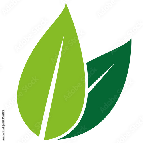 Green leaf isolated vector logo, green leaf with shadow icon
