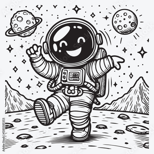Cartoon Dino outlined for coloring book stock illustration