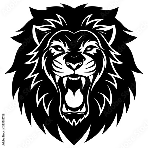 Violent Lion Head Silhouette Vector for Bold and Fierce Designs