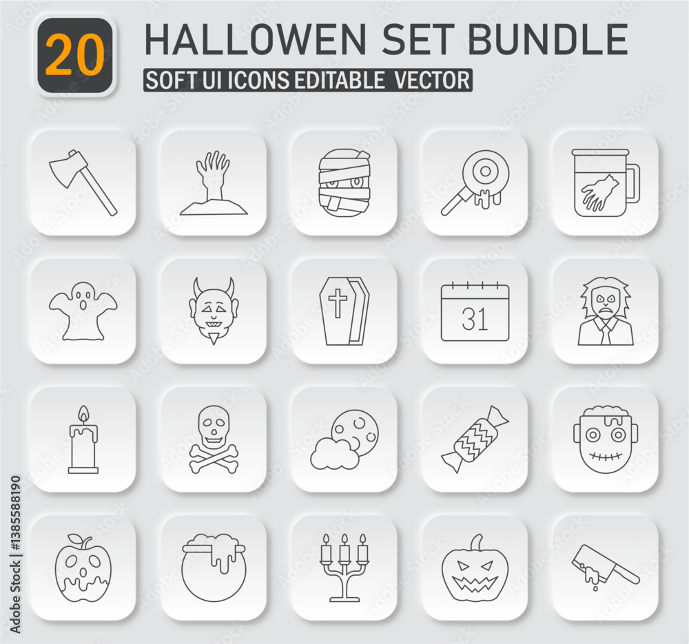 Spooky season delights: A collection of vector icons for Halloween designs Spooky season delights: A collection of vector icons for Halloween designs