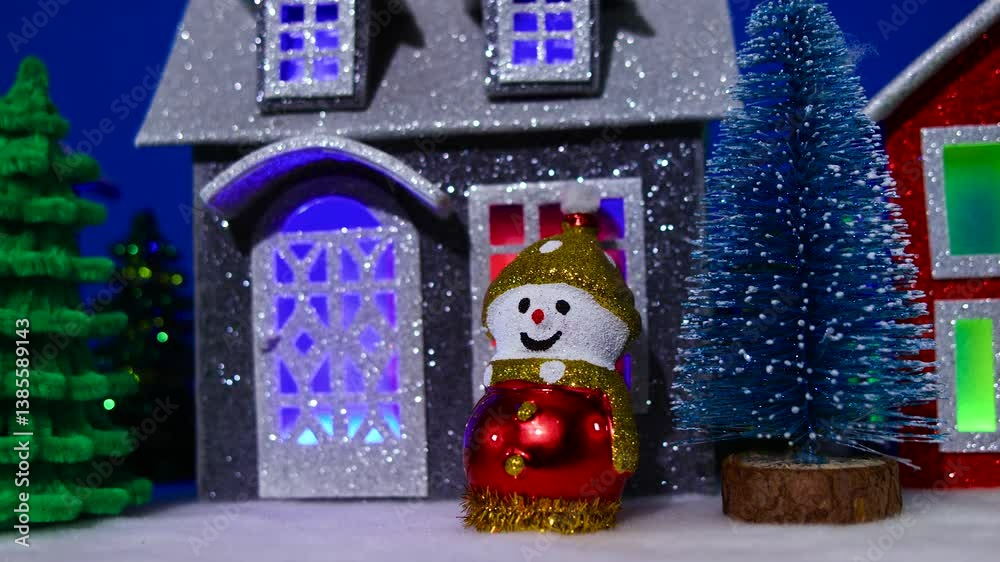 Christmas in motion close up decorated christmas houses Christmas in motion close up decorated christmas houses