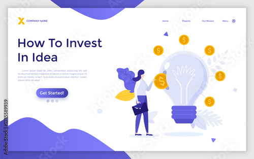 Flat Landing Page Template With Characters. Business Vector Illustration