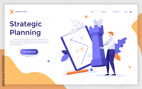 Flat Landing Page Template With Characters. Business Vector Illustration