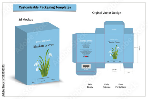 Box packaging die cut template design. 3d mock-up labels,icon,frames, for packaging,design of luxury products. for perfume, soap, wine, lotion.Made with golden foil.Isolated on background. vector 